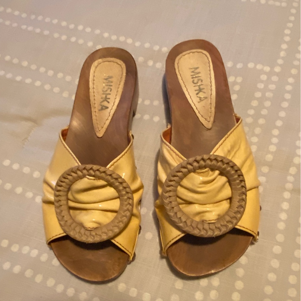 Mishka leather and wood sandals